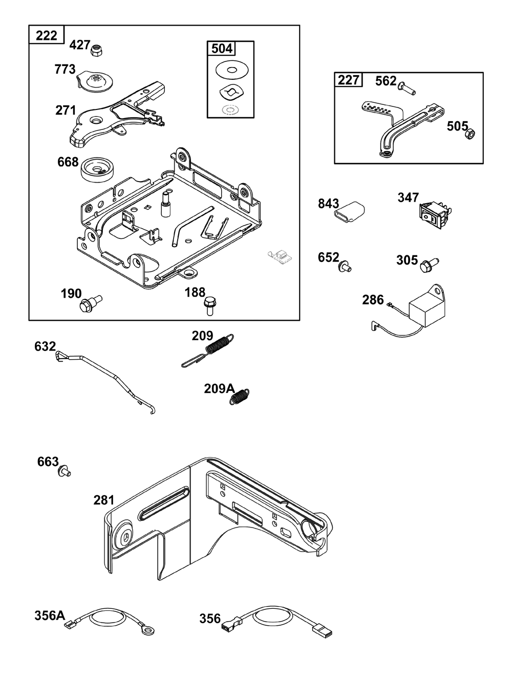 Controls Group Diagram and Parts List for 15T232-1850-F1 100000 - 19Z999 Briggs and Stratton Engine